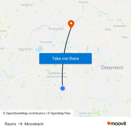 Rauris to Moosbach map