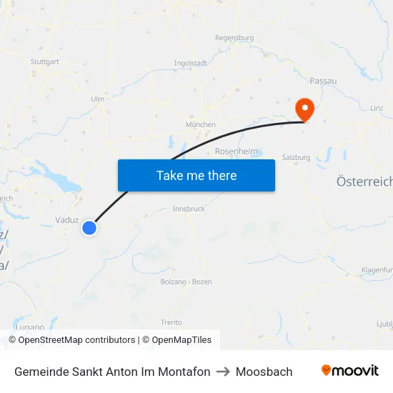 Gemeinde Sankt Anton Im Montafon to Moosbach map