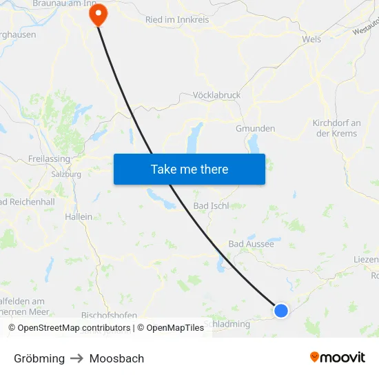 Gröbming to Moosbach map