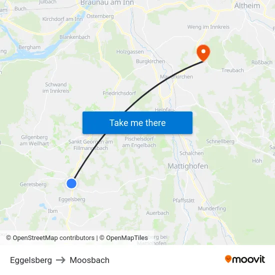 Eggelsberg to Moosbach map