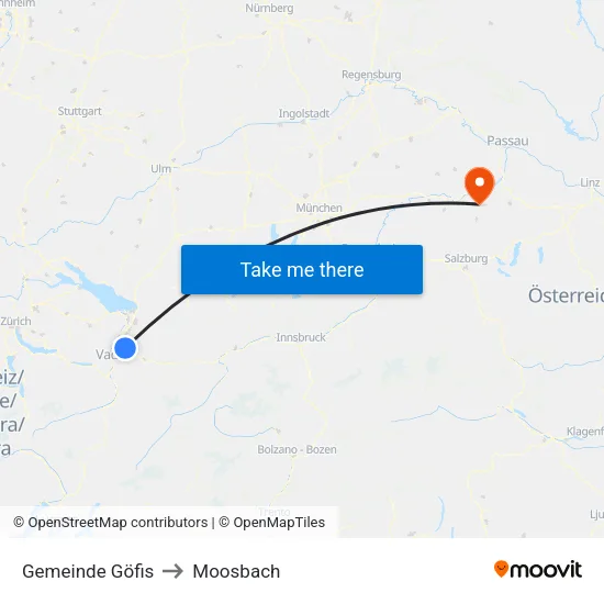 Gemeinde Göfis to Moosbach map