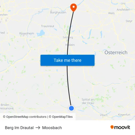Berg Im Drautal to Moosbach map