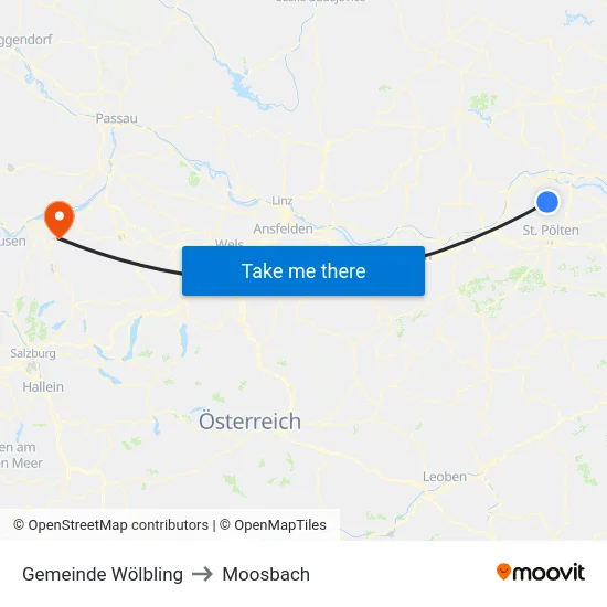 Gemeinde Wölbling to Moosbach map