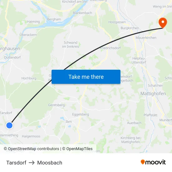 Tarsdorf to Moosbach map