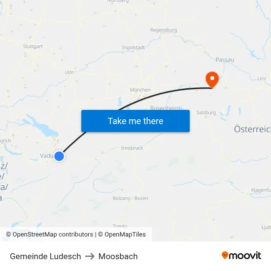 Gemeinde Ludesch to Moosbach map