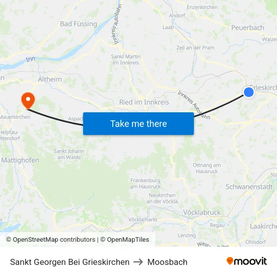 Sankt Georgen Bei Grieskirchen to Moosbach map