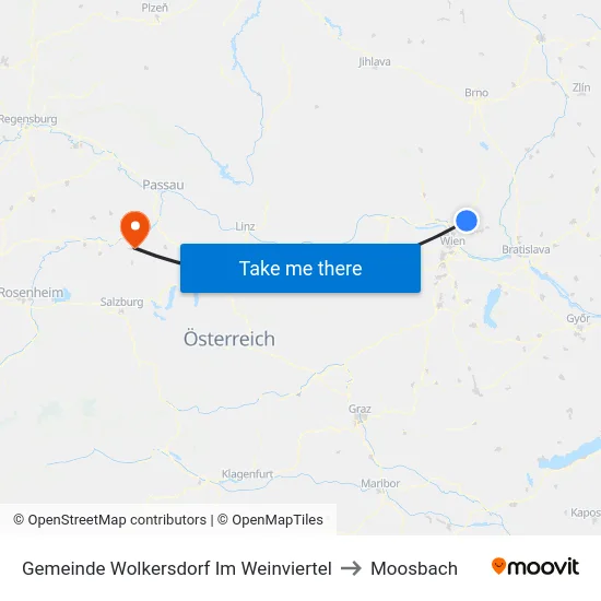 Gemeinde Wolkersdorf Im Weinviertel to Moosbach map