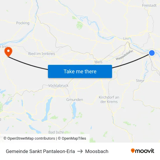 Gemeinde Sankt Pantaleon-Erla to Moosbach map