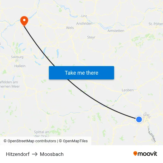 Hitzendorf to Moosbach map