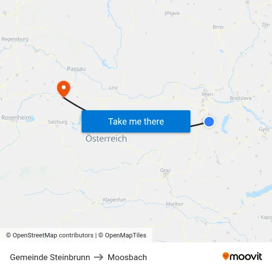 Gemeinde Steinbrunn to Moosbach map