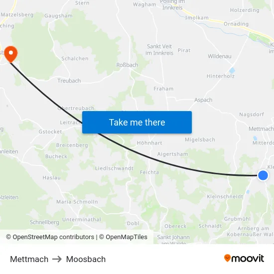 Mettmach to Moosbach map