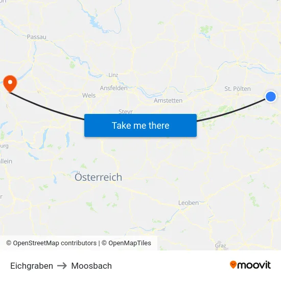 Eichgraben to Moosbach map
