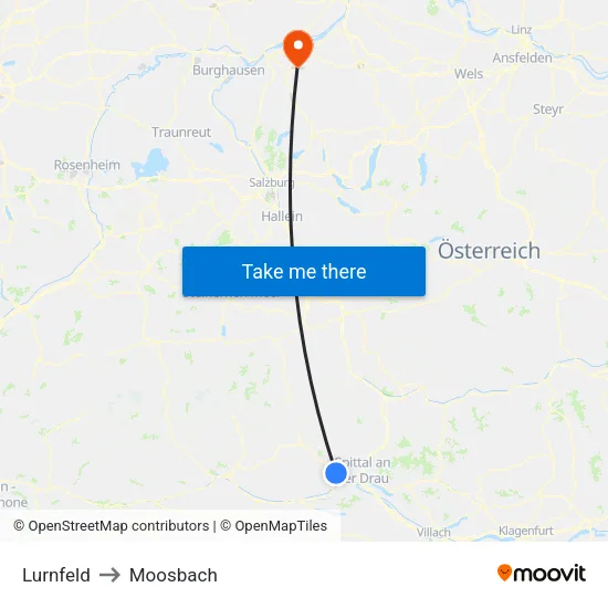 Lurnfeld to Moosbach map