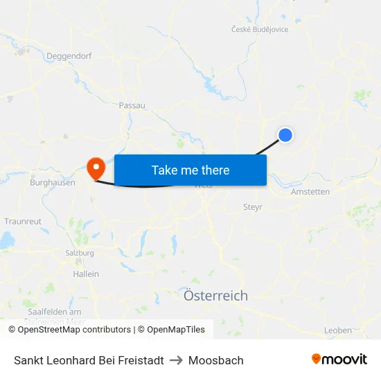 Sankt Leonhard Bei Freistadt to Moosbach map