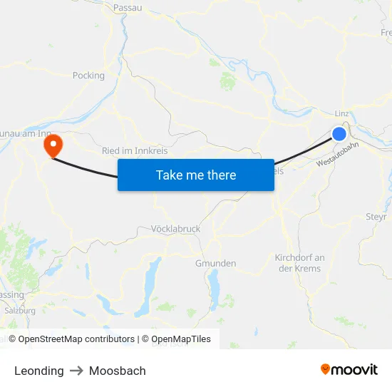 Leonding to Moosbach map
