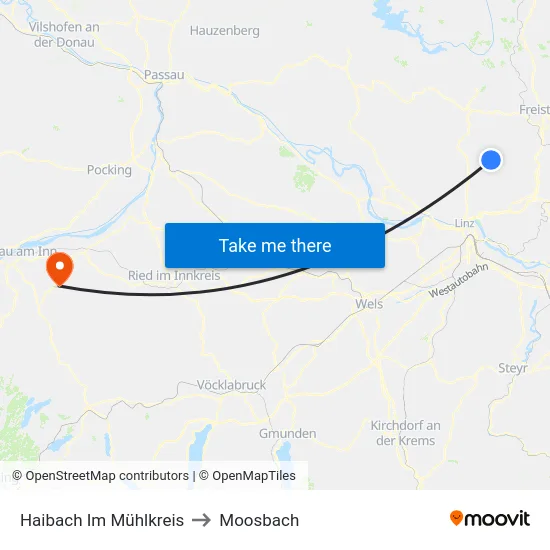 Haibach Im Mühlkreis to Moosbach map