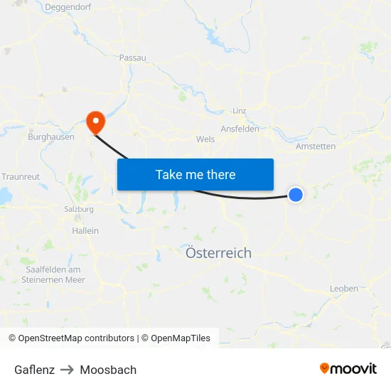 Gaflenz to Moosbach map