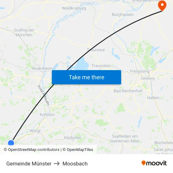 Gemeinde Münster to Moosbach map