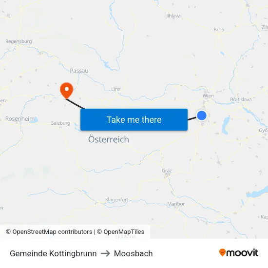 Gemeinde Kottingbrunn to Moosbach map