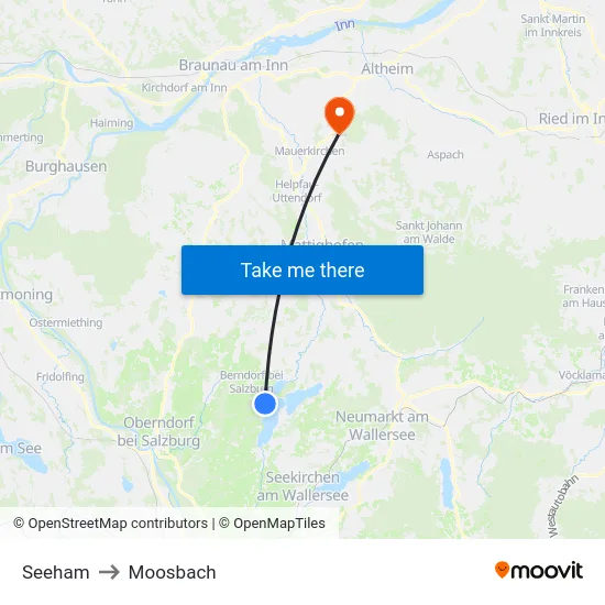 Seeham to Moosbach map
