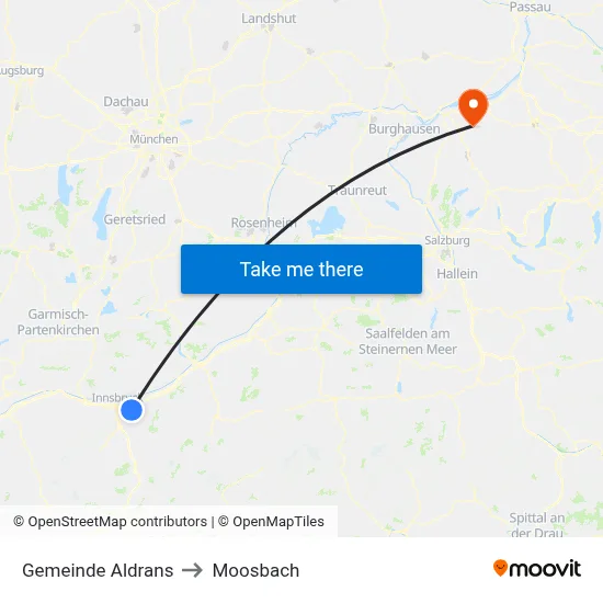 Gemeinde Aldrans to Moosbach map