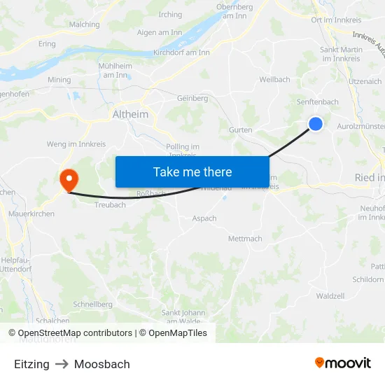 Eitzing to Moosbach map