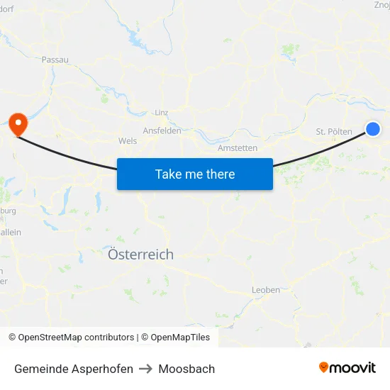 Gemeinde Asperhofen to Moosbach map