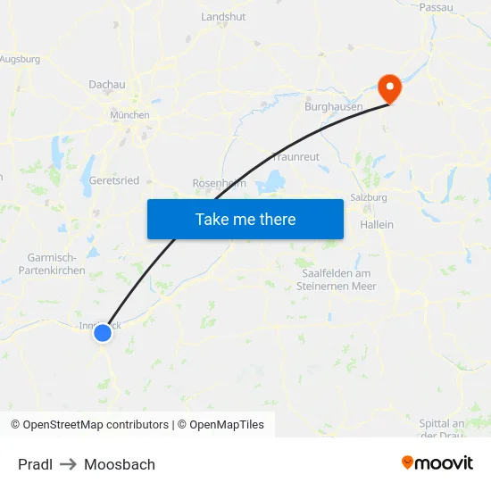 Pradl to Moosbach map
