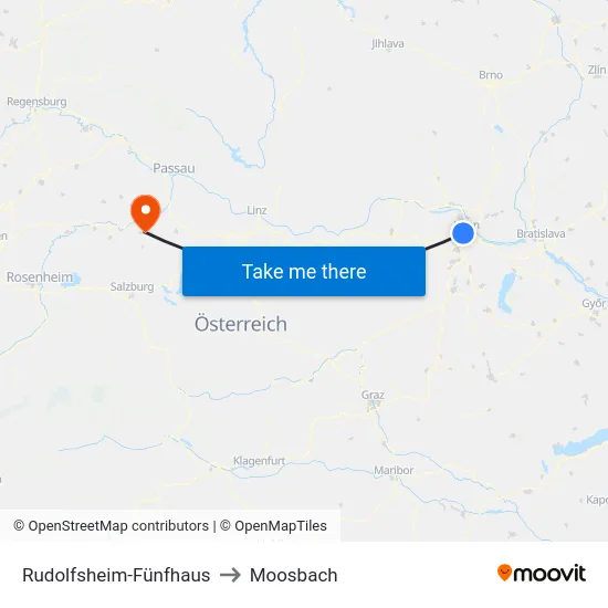 Rudolfsheim-Fünfhaus to Moosbach map