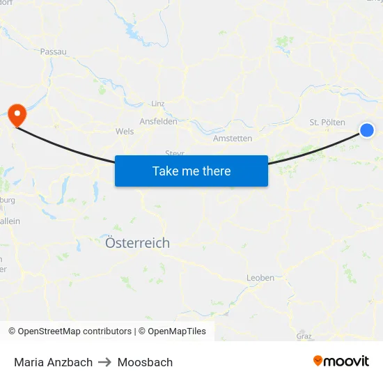 Maria Anzbach to Moosbach map