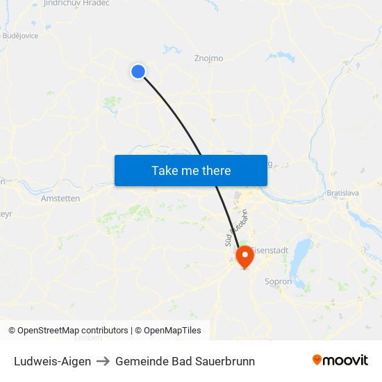 Ludweis-Aigen to Gemeinde Bad Sauerbrunn map