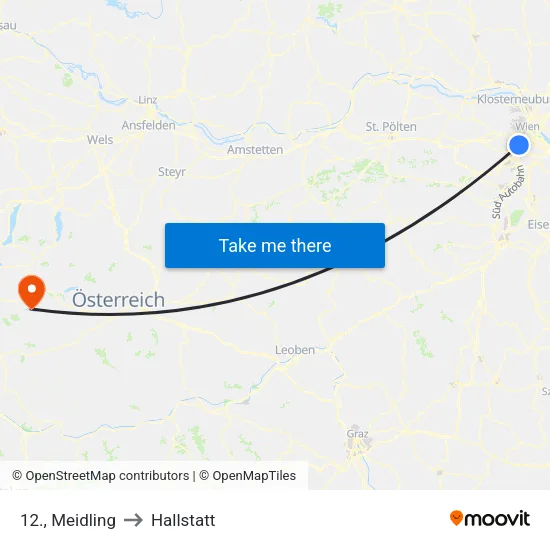 12., Meidling to Hallstatt map