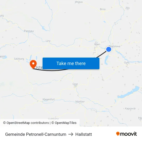 Gemeinde Petronell-Carnuntum to Hallstatt map
