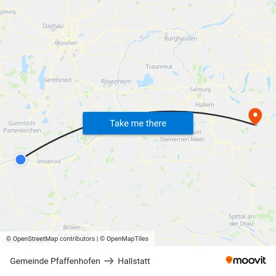 Gemeinde Pfaffenhofen to Hallstatt map