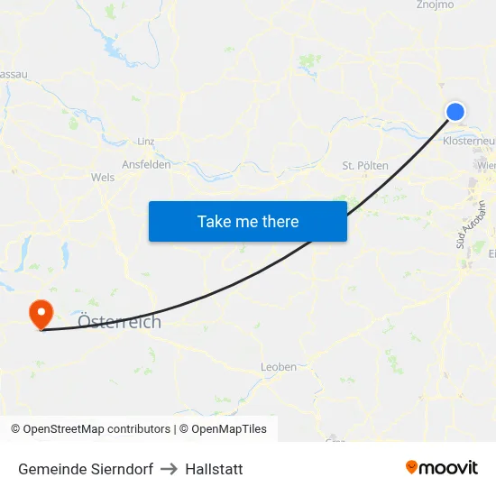 Gemeinde Sierndorf to Hallstatt map