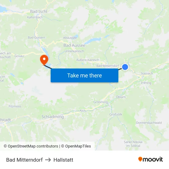 Bad Mitterndorf to Hallstatt map