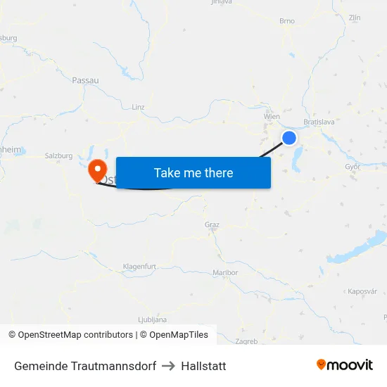 Gemeinde Trautmannsdorf to Hallstatt map