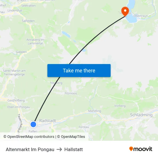 Altenmarkt Im Pongau to Hallstatt map