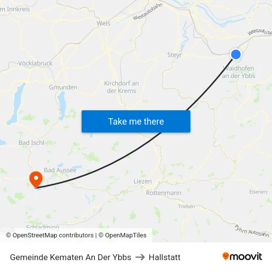 Gemeinde Kematen An Der Ybbs to Hallstatt map