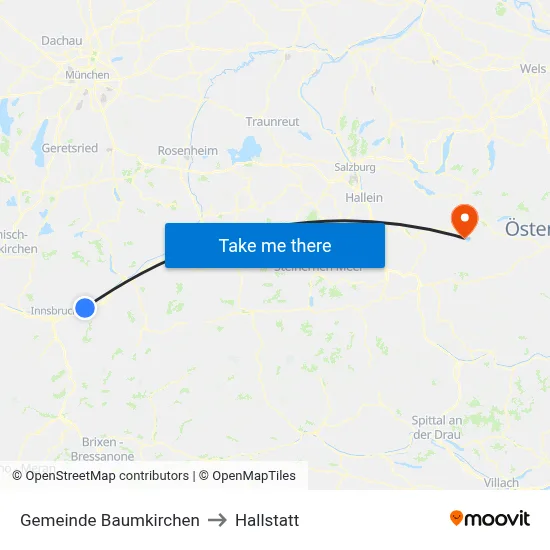 Gemeinde Baumkirchen to Hallstatt map