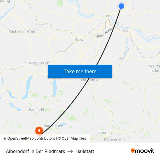 Alberndorf In Der Riedmark to Hallstatt map