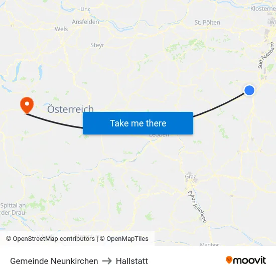 Gemeinde Neunkirchen to Hallstatt map