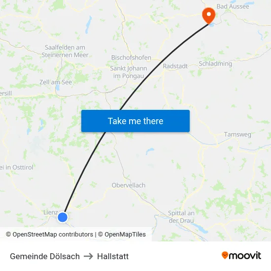 Gemeinde Dölsach to Hallstatt map