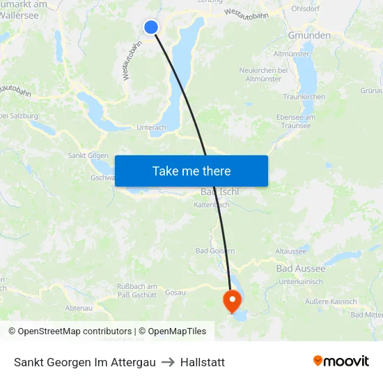 Sankt Georgen Im Attergau to Hallstatt map
