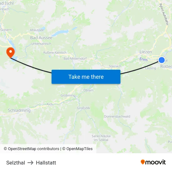 Selzthal to Hallstatt map