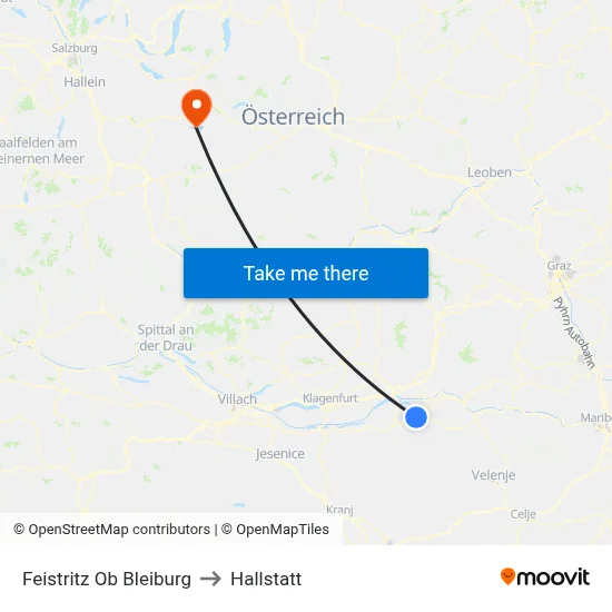 Feistritz Ob Bleiburg to Hallstatt map