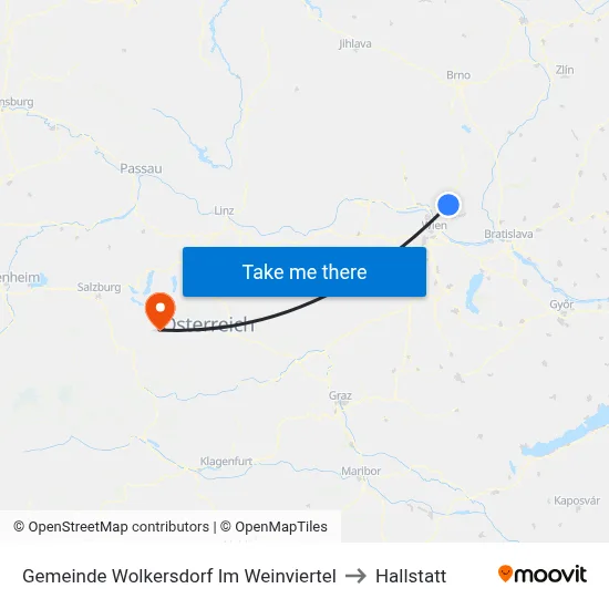 Gemeinde Wolkersdorf Im Weinviertel to Hallstatt map
