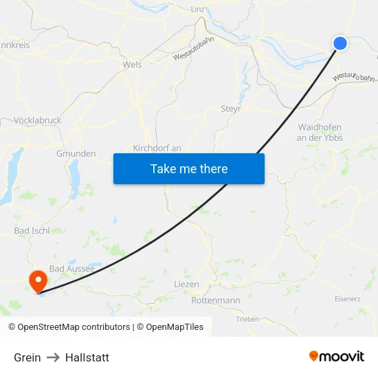 Grein to Hallstatt map