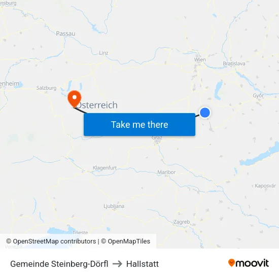 Gemeinde Steinberg-Dörfl to Hallstatt map