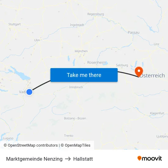 Marktgemeinde Nenzing to Hallstatt map